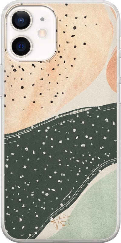 Hoesje geschikt voor iPhone 12 Mini - Abstract peach - Soft Case - TPU - Print - Multi - Mooie Telefoonhoesjes