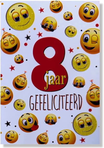 Hoera 8 Jaar! Luxe verjaardagskaart - 12x17cm - Gevouwen Wenskaart inclusief envelop - Leeftijdkaart