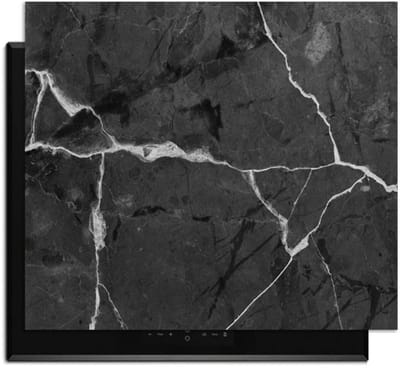 KitchenArt - Marble Charcoal - Inductie Beschermer - 52x35 cm - Kookplaat Beschermer - Luxe Afdekplaat Inductieplaat - Anti-slip & Oprolbaar - Beschermmat Inductiekookplaat