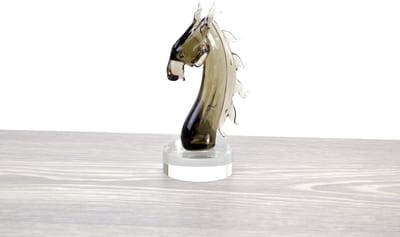 Glazen Paard van Glas - Grijs - Paard - Paarden - Beeldjes - Beeldjes decoratie - Beeldjes dieren - Glazen beeldjes dieren - Glazen beeldjes decoratie - Glazen dieren - Glassculptuur - Glazen beelden en figuren