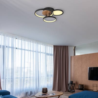 Globo LED plafondlamp Sid met hout, 4-lamps
