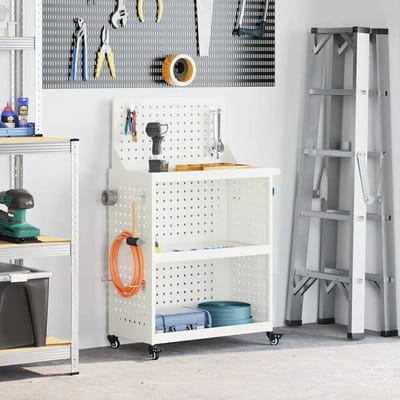 vidaXL - Gereedschapswagen - Wit - 65 - x - 35 - x - 111 - cm - Koudgewalst - staal