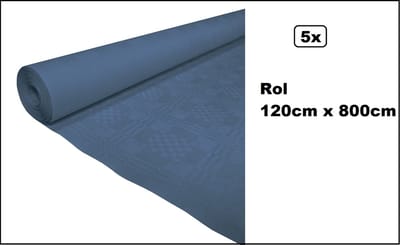 5x Tafelrol tafelkleed blauw 120cm x 800cm papier - totaal 40 meter - Party diner food festival eten fun thema feest party