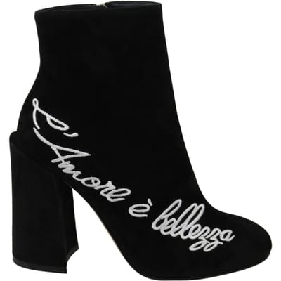 Dolce & Gabbana Black Suede L'Amore E'Bellezza Laars Schoenen