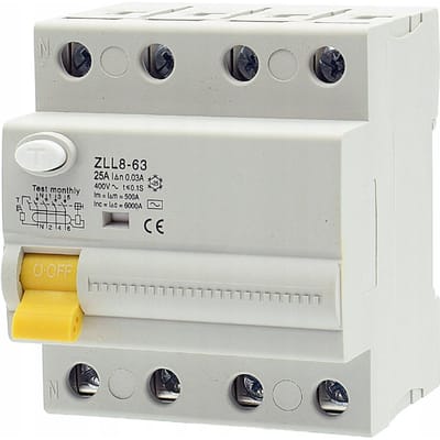 DOTO ZLL8-63 - Stroomverdeler - 4P 25A 30mA - Onmiddellijk - 3 Fasen AC