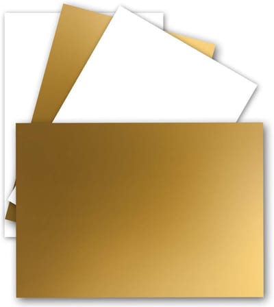 100x metallic gouden blanco kaarten DIN A7 met gat voor etiketten en hangers