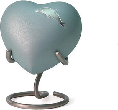 Urnencenter Aria Dolphin Hartjes urn - Urn - Urn voor as - Urn Hond - Urn Kat - Urn Deelbewaring - Mini Urn - Kunstobject - 50ml
