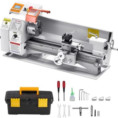 VEVOR Metaaldraaibank 220x450 mm Tafeldraaibank Automatische voeding 2500 tpm Toerental 1250 W Borstelloze motor, met accessoires, Draaibank voor het bewerken van precisieonderdelen