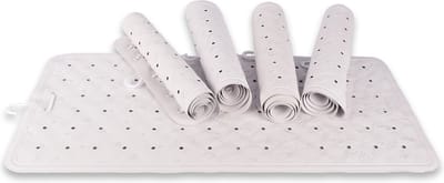 Rubberen Antislip Douchemat - Wit, 36x76 cm: Kwalitatieve Badmat voor Bad en Douche met Zuignappen