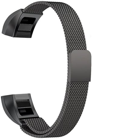 By Qubix - Compatible Fitbit bandje - Geschikt voor Fitbit Alta HR - Milanese bandje - Maat: Small - Zwart Smartwatch bandje