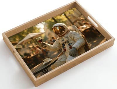 Dienblad hout 50x35 cm - Schootdienblad - Wijn - Rood - Terras - Koffie - Borrelplank rechthoek - Plateau dienbladen