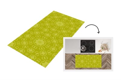 Keukenloper - Loper keuken - Kompas - Groen - Patronen - 120x60 cm - Keukenloper vinyl
