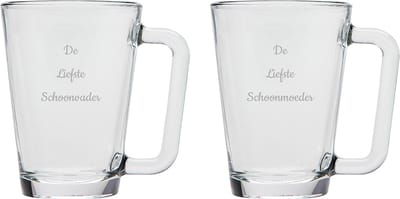 Gegraveerde theeglas 26cl De Liefste Schoonvader-De Liefste Schoonmoeder