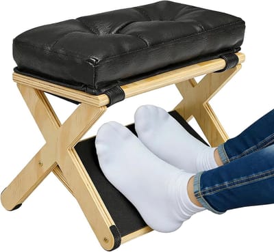 Ergonomische Voetensteun - Bureau Beensteun - Comfortabel Zitten - Antislip Driehoek Frame - 35 x 25.5 x 14 cm - Zwart