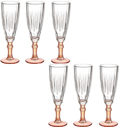 Vivalto Champagneglazen Exotic Collection - set 12x - oranje voet - 170 ml - Champagne flutes