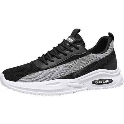 Sportschoenen Heren Lente en Zomer Nieuwe Trend Veelzijdige Heren Slijtvaste Mesh Hardloopschoenen Lichtgewicht Schoenen 44 black