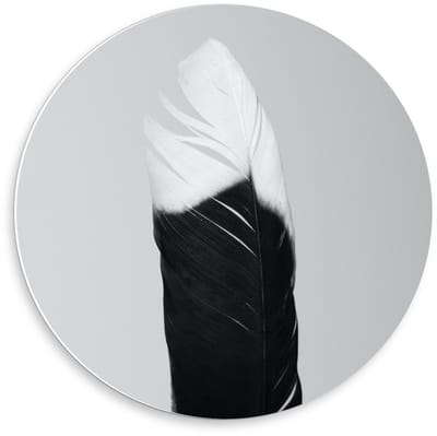 Forex Wandcirkel - Zwart/wit Veer - 50x50cm Foto op Wandcirkel (met ophangsysteem)