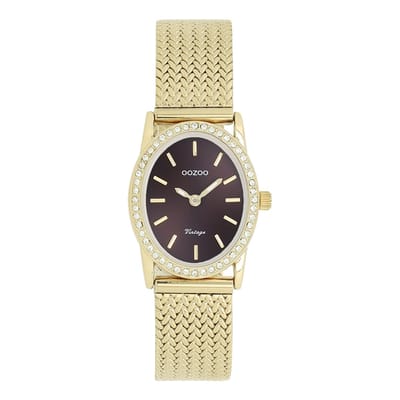 OOZOO Vintage series - Goudkleurige horloge met metalen v-mesh armband - C20433