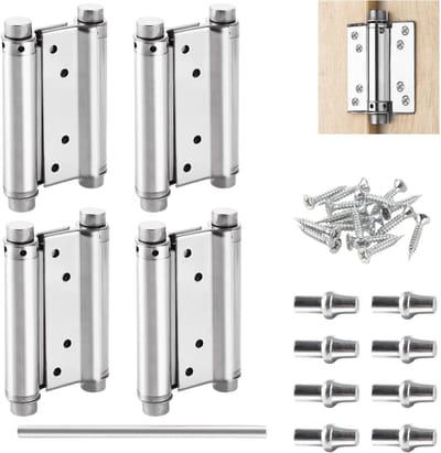 RVS Vouwdeur Scharnier 130mm - Zelfsluitend Scharnier voor Swingdeuren en Houten Deuren met 15kg Draagcapaciteit - Set van 4 Stuks