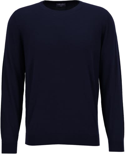 MARVELIS heren trui wol - O-hals - donkerblauw