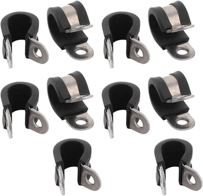 Allecta - Rubberen gevoerde R-vormige roestvrijstalen buisklemmen | 10 stuks | 13 mm diameter | Kabelklemmen - Slangklemmen - Buisbevestiging
