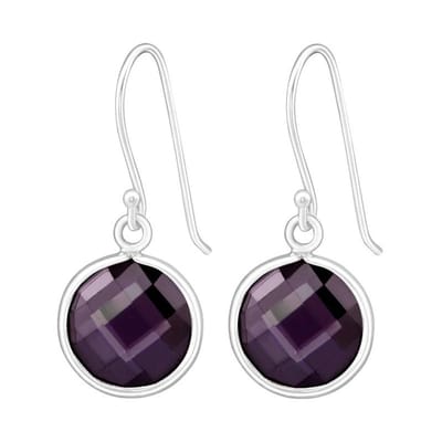 Aramat Jewels | Oorhangers | Paarse Zirkonia Oorbellen - Aramat Jewels | | | |10mm | Zilver | Kinderen, Volwassenen | Verkleurd niet