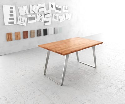Eettafel Edge acacia natuur 140x90 edelstaal schuin Live-Edge