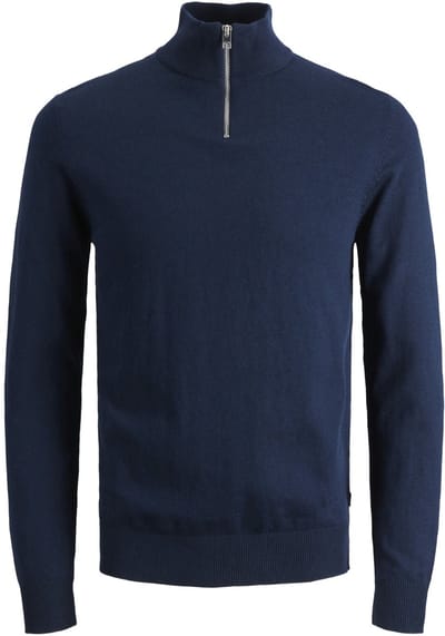 Jack & Jones - Heren Trui Emil Knit Half Zip - Blauw - Maat S