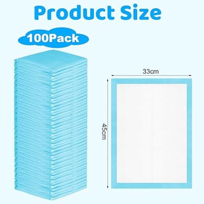 100 stuks wegwerp aankleedmatten voor baby's, 33x45 cm, super absorberend en waterdicht
