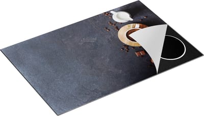 Chefcare Inductie Beschermer Kopje Koffie met een Croissant - 80x50 cm - Afdekplaat Inductie - Kookplaat Beschermer - Inductie Mat