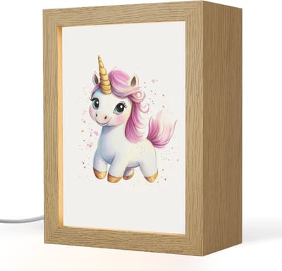 Nachtlampje 15x20 cm - Kinder lampje - Eenhoorn - Roze - Magie - Tafellamp kinderkamer - Slaapkamer lamp - Bedlamp kinderen - Kinderlampje stopcontact - Wandlamp babykamer - Nachtlampjes