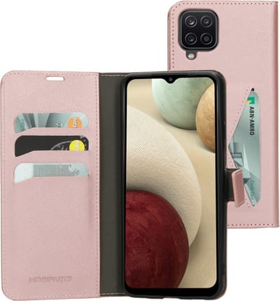 Mobiparts hoesje geschikt voor Samsung Galaxy A12 - Wallet/Boekhoesje - Eco Leer - Magneet Sluiting - Opberg vakken - Roze