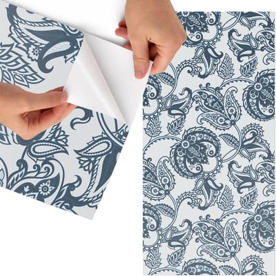 Tulup Meubelfolie - Botanisch patroon Decoratiefolie Zelfklevend - 65x130 cm - Grijs Meubelfolie - Decoratiefolie - Klassiek Meubelfolie - Meubel Wrap Folie - Woonkamer decoratie - Achtergronden en patronen