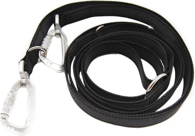 Verstelbare hondenriem 20 mm breed met rubber bekleed en veiligheidskarabiner - 3 meter zwart