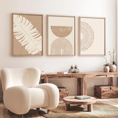 Asir - Decoratief ingelijst MDF-schilderij (3 stuks) - Veelkleurig - Schilderwerk: 100% MDF (Dikte: 3 mm) - 53 x 38 x 8,5 cm