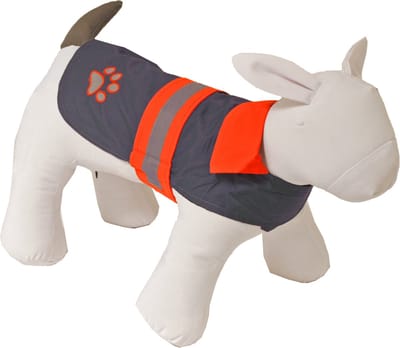 Boony Dog fashion - Honden regenjas Safety met reflectie - Kleur: grijs/oranje - 20 cm.