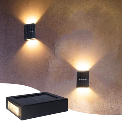 Lampe solaire d'extérieur haut et bas, lampe murale étanche pour jardin, rue, paysage, balcon, cour, porche, décoration blanc chaud
