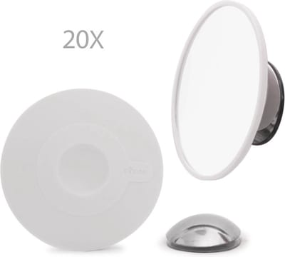 Bosign - Make-up / scheer spiegel - Wit - 20 x vergrotend - Zuignap en magnetisch - ∅ 11 cm
