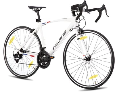 HILAND Racefiets - 700 x 32C - 14 Versnellingen - Lichtgewicht Aluminium Frame - Wielrenfiets voor Heren & Dames - Wit 53