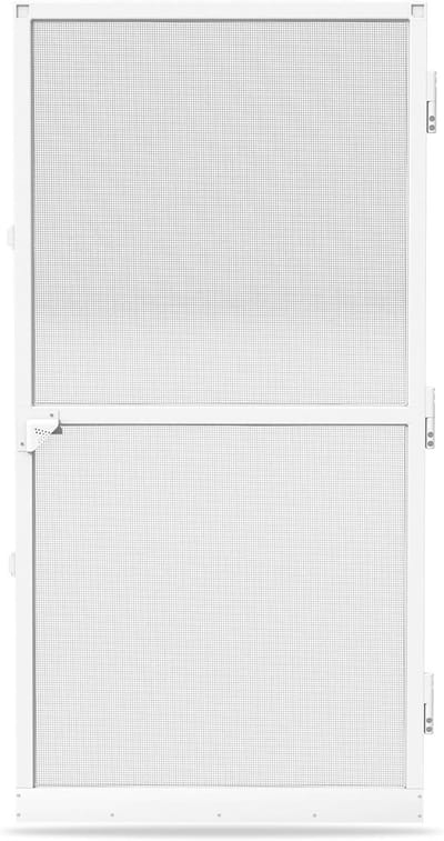 Vliegengaas voor Deur, 120x240cm Vliegenbescherming, Muggengaas met Muggennet, Wit Aluminium Frame & Deursluiter en Trapbescherming, Insectenbescherming Deurhor, Vliegenhordeuren voor Balkon/Woonkamer/Terrasdeur