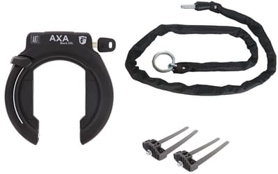 Axa Block XXL ART2 ringslot set met 100cm Insteekketting en Flexmount bevestiging set - Zwart