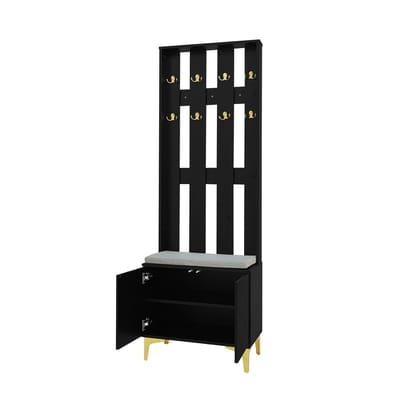 Zwart goudkleurige hal kast spaanplaat voor entree 60.5×35.2×180.5cm