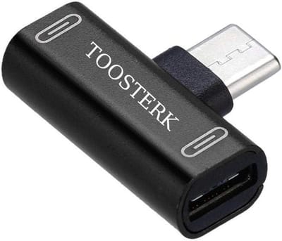USB-C Splitter 2-in-1, Type C naar C Audio-Adapter, Hoofdtelefoon & Oplader – Zwart