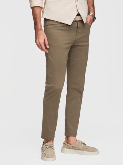OMBRE Broek - Slim Fit - Katoen - Rits Olijfgroen S