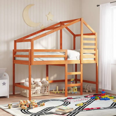 vidaXL - Hoogslaper - bedframe - Waskleur - Bruin - 90 - x - 190 - cm