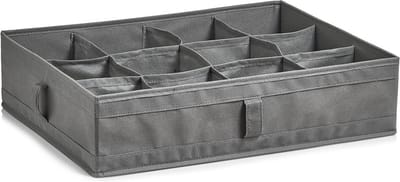 Zeller kleding/kast organizer - 12 vakken - grijs - 44 x 34 x 11 cm - opbergdoos