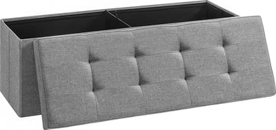MIra Home Opbergbank met Zitkussen - Opvouwbare Zitkist 120 L - Opbergkist - Grijs - 110x38x38 cm