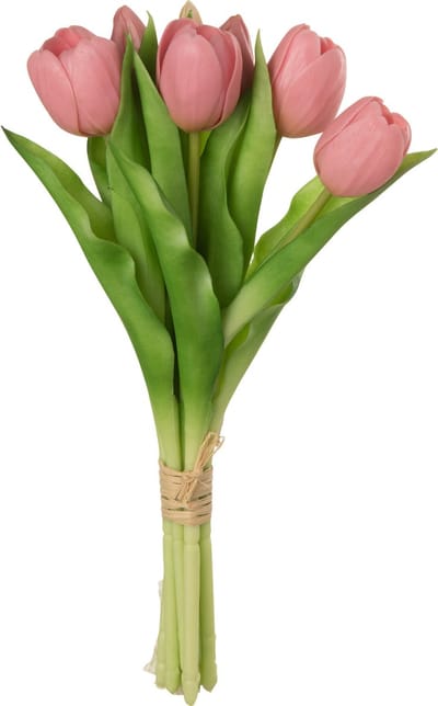 J-Line boeket Tulpen 7 stuks - kunststof - roze - small