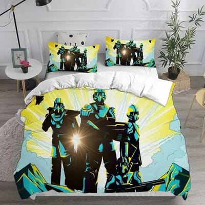 3D HELLDIVERS 2 Beddengoedsets Dekbed Quilt Bedovertrek Dekbedovertrek Kussensloopsets Kinderen Volwassen Maat Voor Huishoudtextiel EU Double 200x200cm