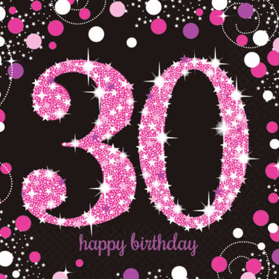 Amscan by Riethmuller - Riethmüller - Servetten - Sparkling Celebrations - 30 Pink (16 stuks)